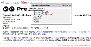 Factiva ajoute la traduction automatique à ses fonctionnalités