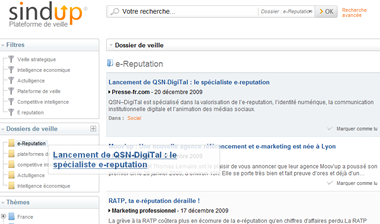 Sindup, plateforme de veille, d'e-reputation et d'intelligence économique